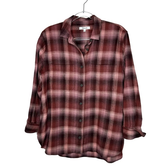Madewell Women’s Small Flannel Oversized Ex-Boyfriend Swing Shirt Buffalo Check - Picture 4 of 8
